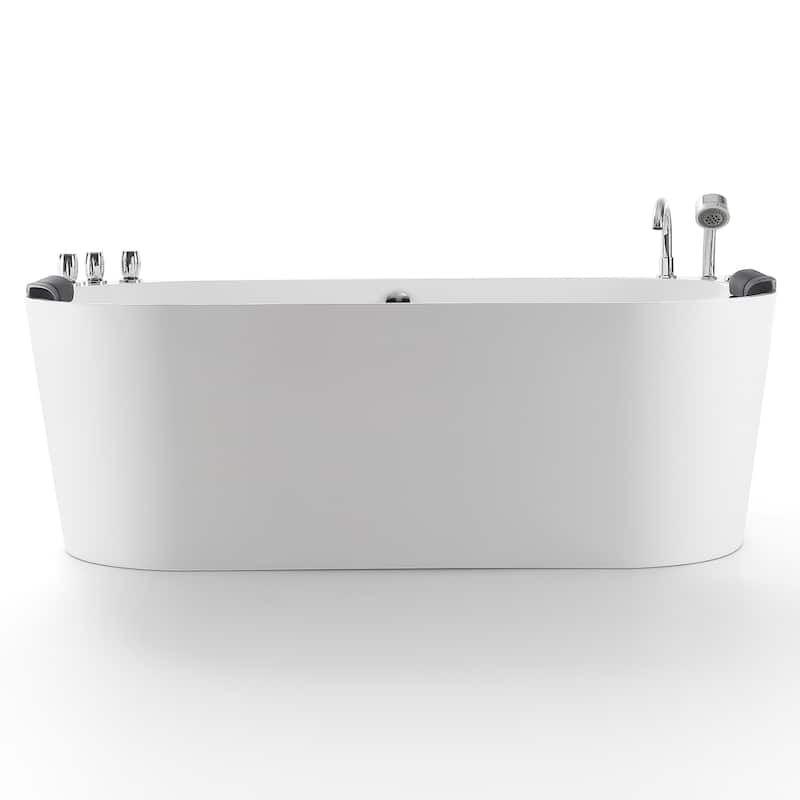 71" X 32" Center Drain Freestanding Whirlpool Bathtub With Faucet