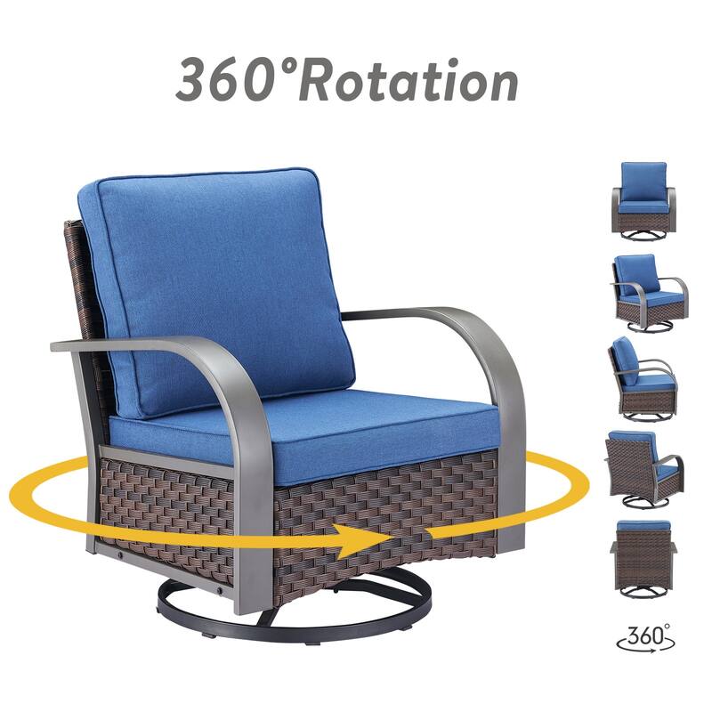 Gymojoy Industrial Style Outdoor Wicker Swivel Glider Chairs Set of 2