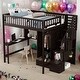 preview thumbnail 35 of 45, Full Size Loft Bed With Bookshelf,Drawers,Desk,and Wardrobe for Home Espresso