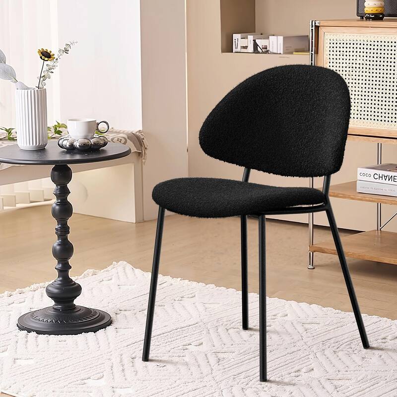 Set of 4 Mid-Century Dining Chairs - PU Leather, Curved Back