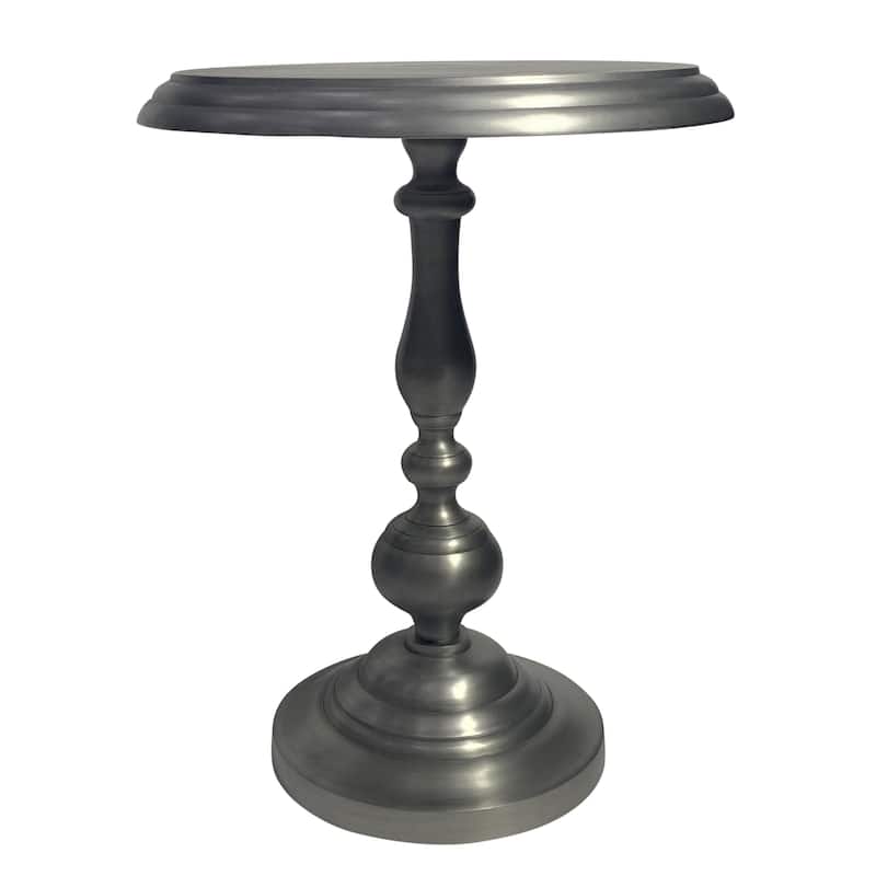 Pedestal-Style Aluminum Accent Table - 24" - Antique Nickel