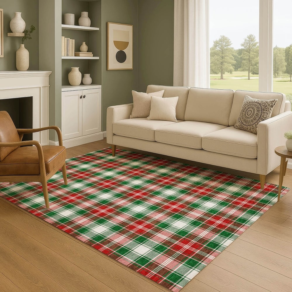 Premium Washable Super Soft Christmas Plaid Mayfield Rug