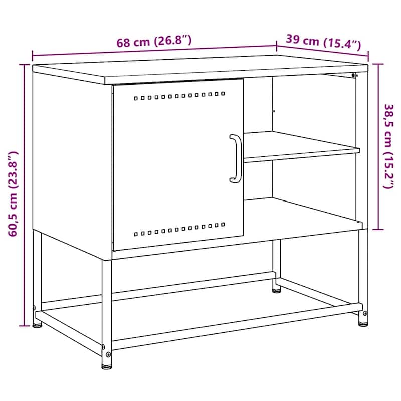 vidaXL TV Stand Entertainment Center Media Unit Living Room Furniture Steel - 15.4 x 26.8 x 23.8