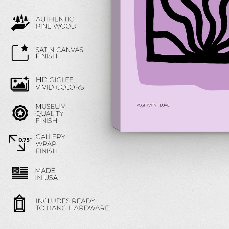 Wynwood Studio Canvas Advertising Positive Presence Poster Purple and Light Purple Modern & Contemporary Wall Art Canvas Print