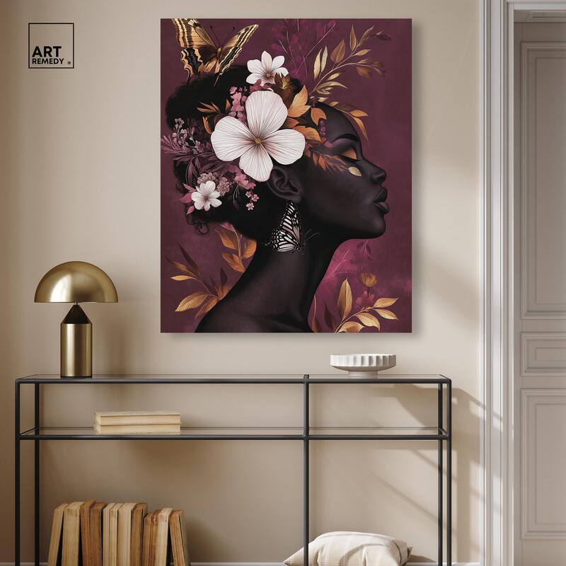 She Blooms in Darkness I Canvas by Art Remedy, Gallery Wrapped