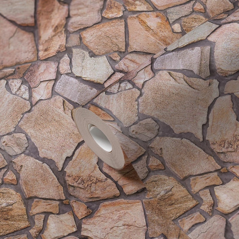 Galerie Wallcoverings Bricks and More Collection Claystone Brick Effect Matte Finish Vinyl on Non-woven Wallpaper Roll
