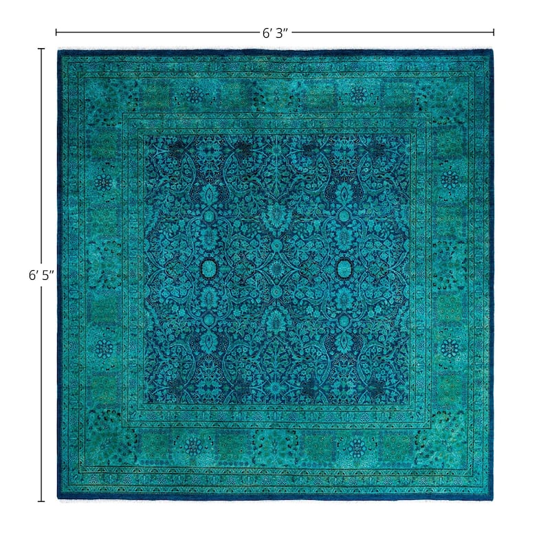 Overdyed, One-of-a-Kind Hand-Knotted Area Rug - Blue - 6' 3" x 6' 5"