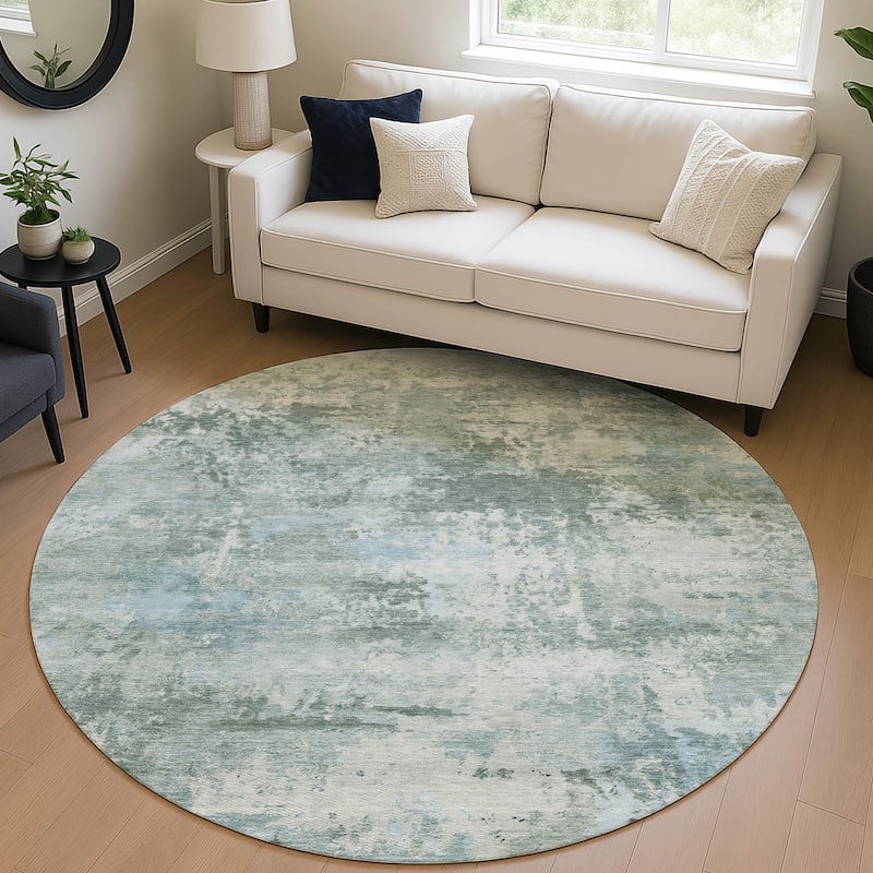 Machine Washable Indoor/ Outdoor Modern Solid Chantille Rug
