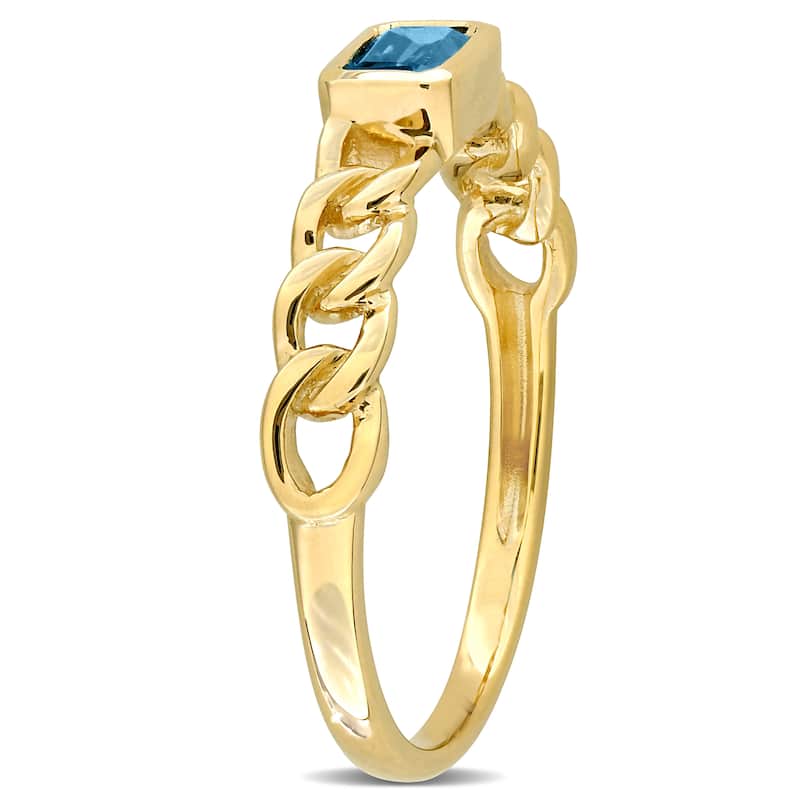 Miadora Octagon Gemstone Engagement Link Ring in 14k Yellow Gold