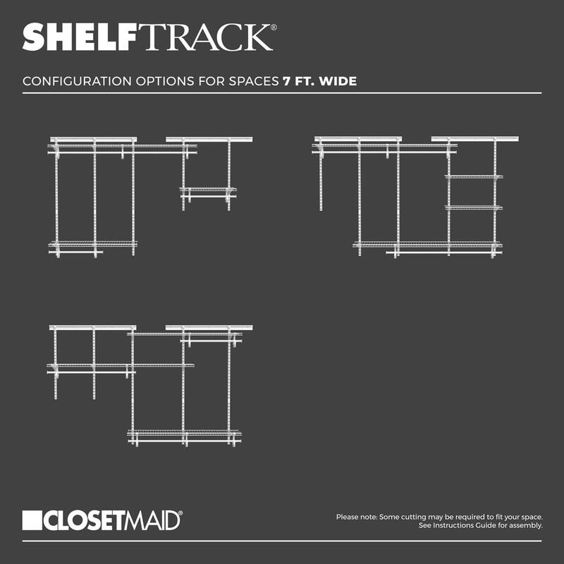 ClosetMaid ShelfTrack 60-96 Inch Wide Adjustable Closet Organizer