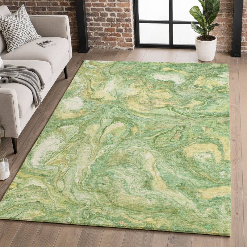 Premium Washable Super Soft Modern Contemporary Mayfield Rug - Green - 9' x 12'