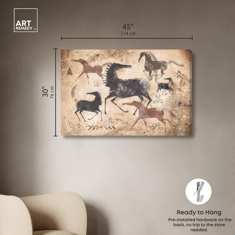 Cave Drawing Horses Canvas by Art Remedy, Gallery Wrapped