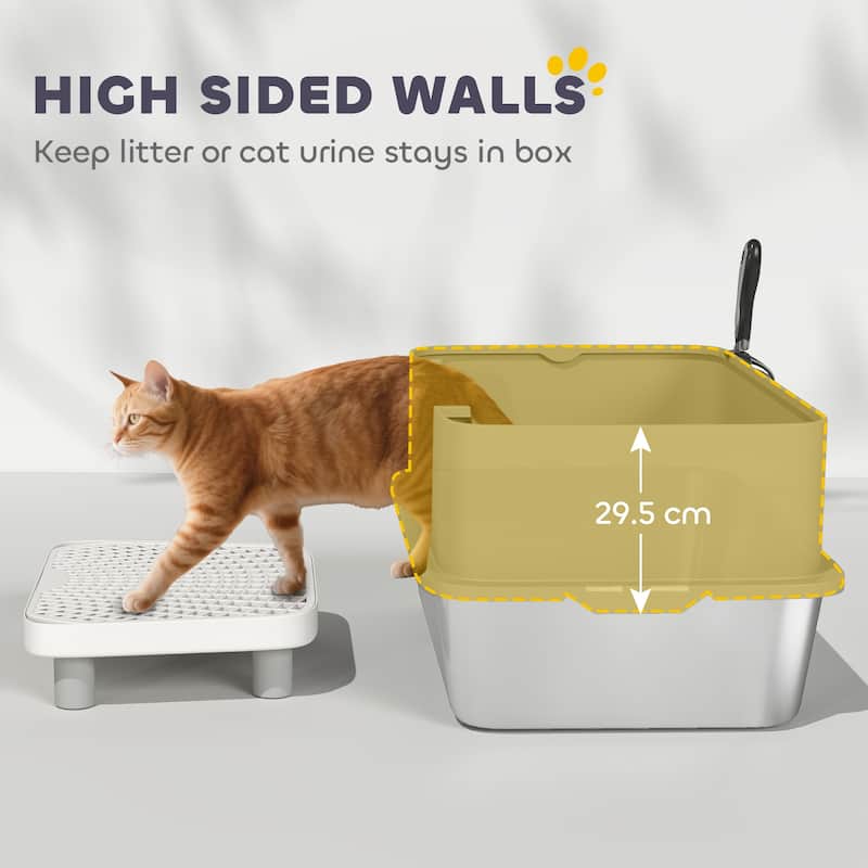 Stainless Steel Cat Litter Box with High Sides