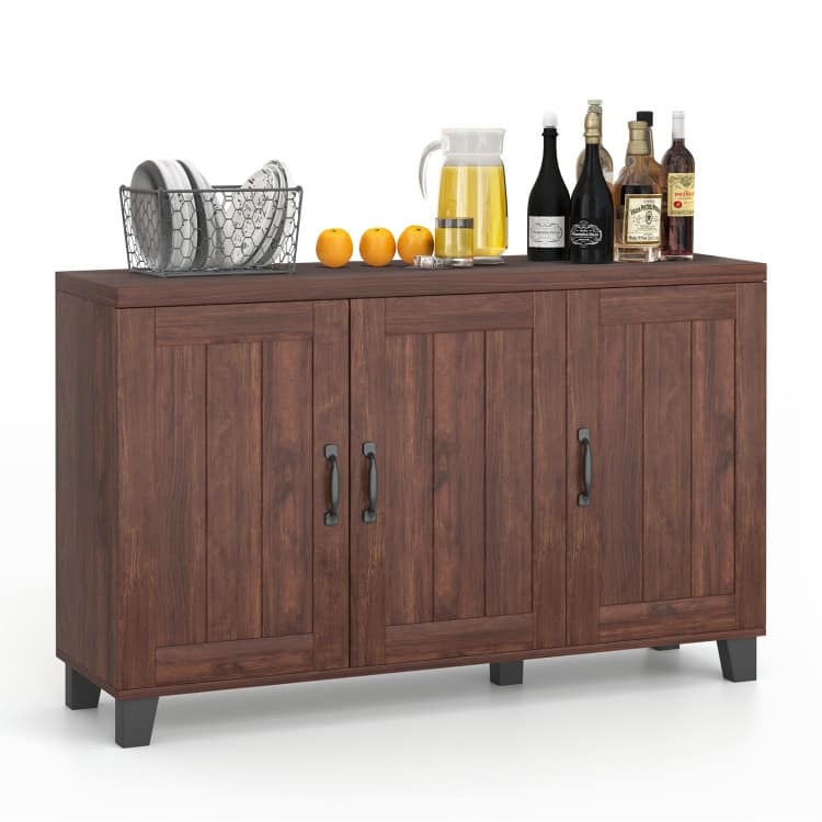 3-Door Buffet Sideboard with Adjustable Shelves and Anti-Tipping Kits - 45" x 13" x 28" (L x W x H)