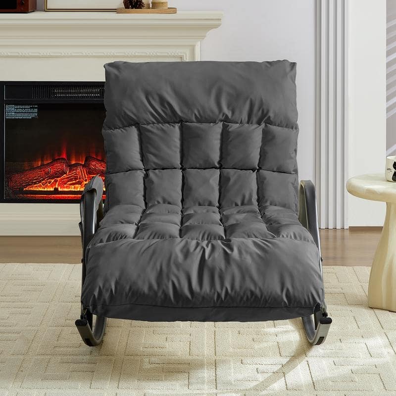 Mixoy Adjustable Widen Rocking Chair,Modern Lounge Nursery with Iron Frame