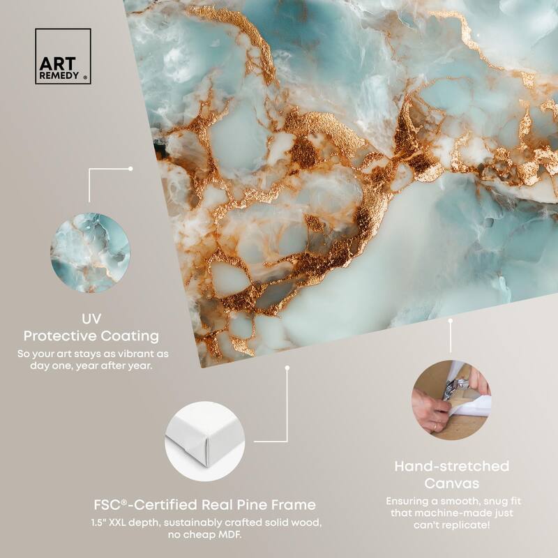 Teal Marble Majesty Canvas by Art Remedy, Gallery Wrapped