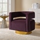preview thumbnail 4 of 12, Carisa Modern Upholstered Swivel Comfy Open-Back Barrel Chair with Golden Base by HULALA HOME