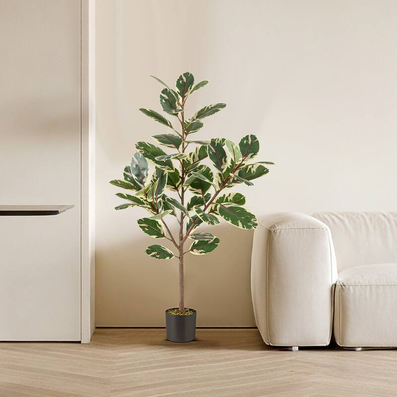 Gymax 4.3 FT Artificial Bird of Paradise Plant 2 Pack Fake Banana Leaf
