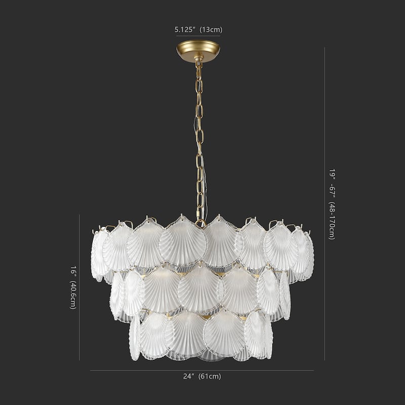 SAFAVIEH Couture Janey 3-Tier Glass Pendant - 24 In W x 24 In D x 19.75 / 67.75 In H - Gold