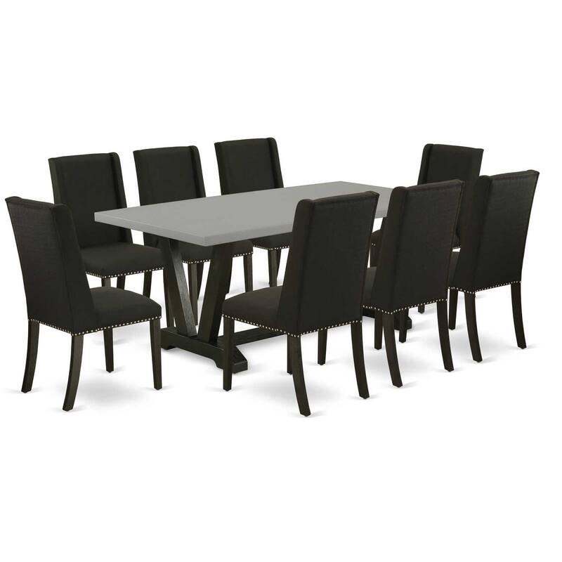 Rustic Dining Table Set - 9 Piece Small Table & Chairs - Solid Wood Parson Dining Set