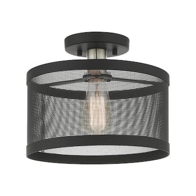 Livex Lighting 1-light Black Semi Flush Mount, 46216-04 - 11" DIA X 9" H