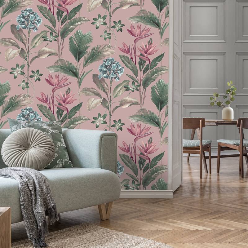 Belgravia Decor Oliana Pink Floral Wallpaper