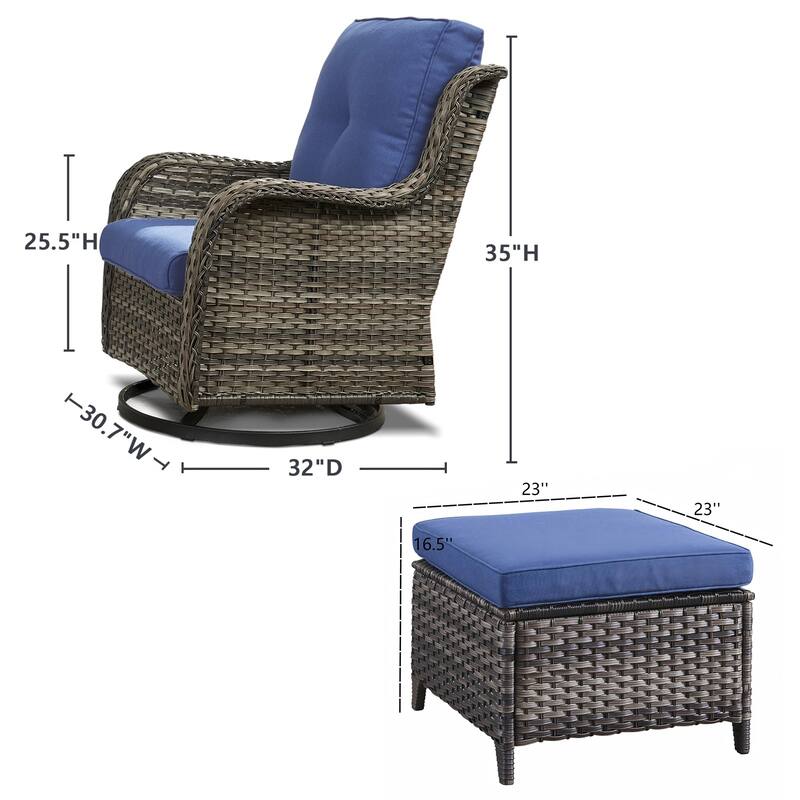 Gymojoy 4-Piece Outdoor Wicker Patio Furniture Chair Set, Rattan Coversation Set with Water Resistant Thick Cushions