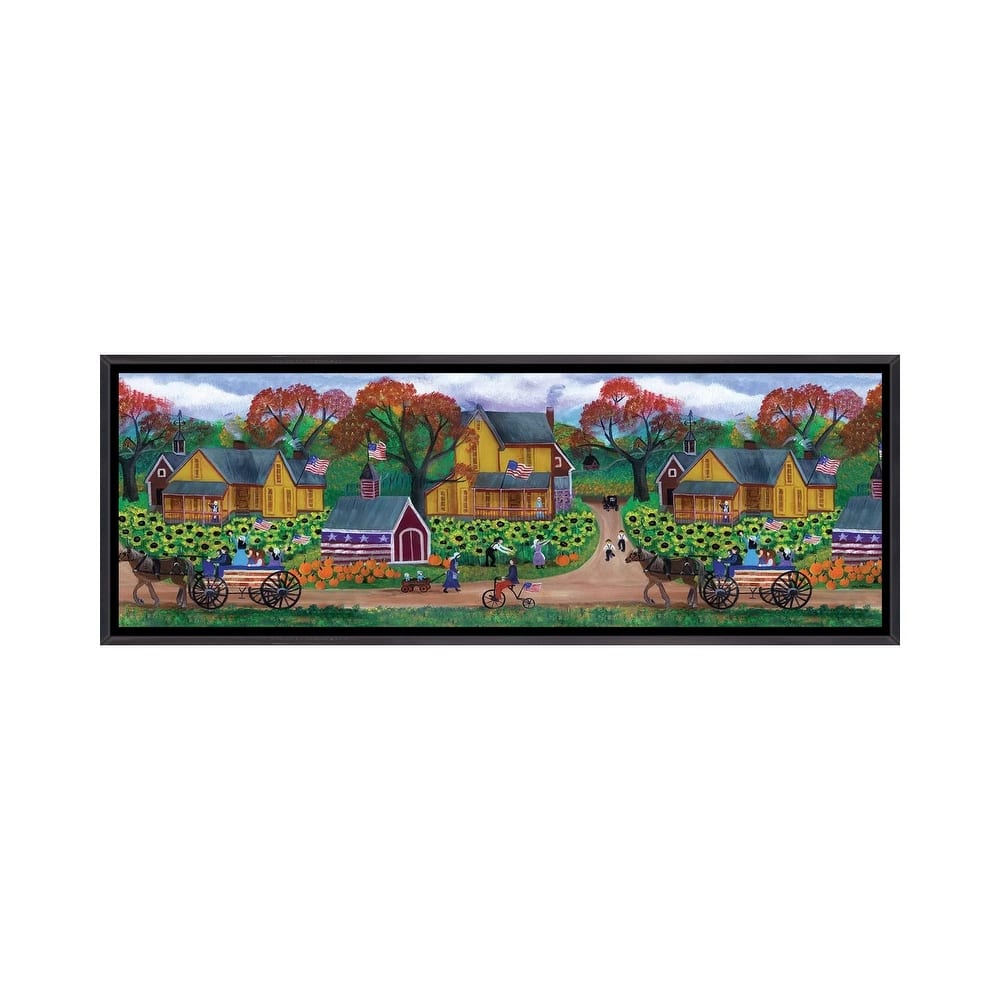 iCanvas "American Primitive Sunflower Pumpkin Farm Border" by Cheryl Bartley Framed