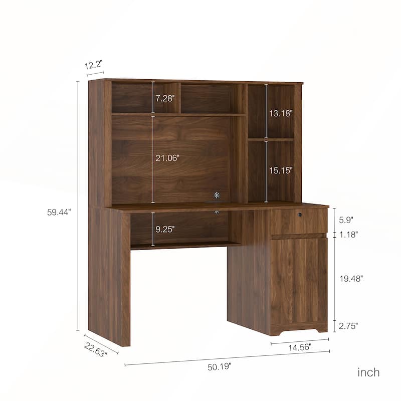 Computer Desk with Hutch and Bookshelf