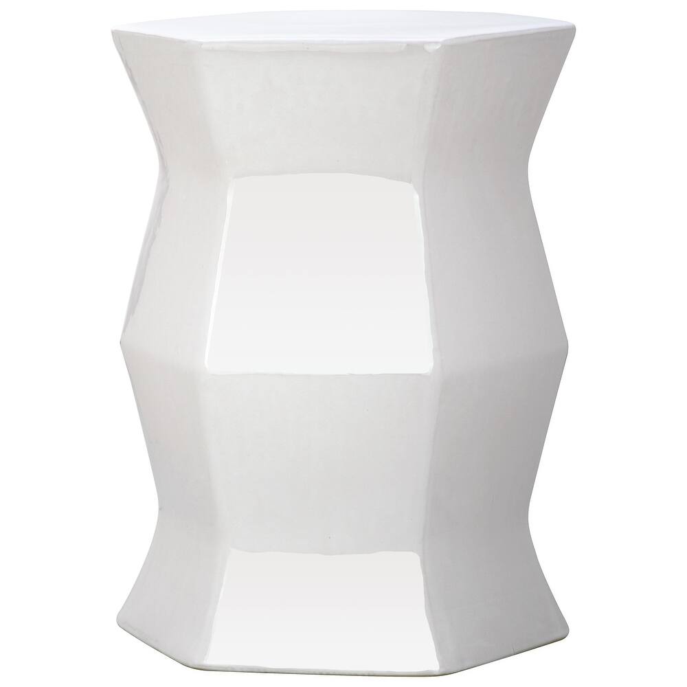 SAFAVIEH Irena Modern White Hexagon Ceramic Decorative Garden Stool
