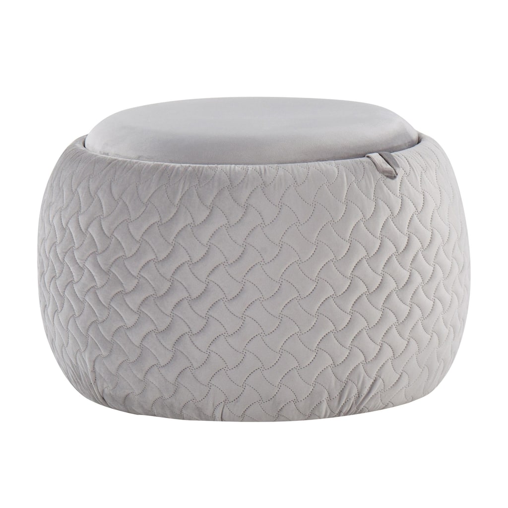 Tray Pouf Contemporary Ottoman in Wood and Silver Velvet by LumiSource