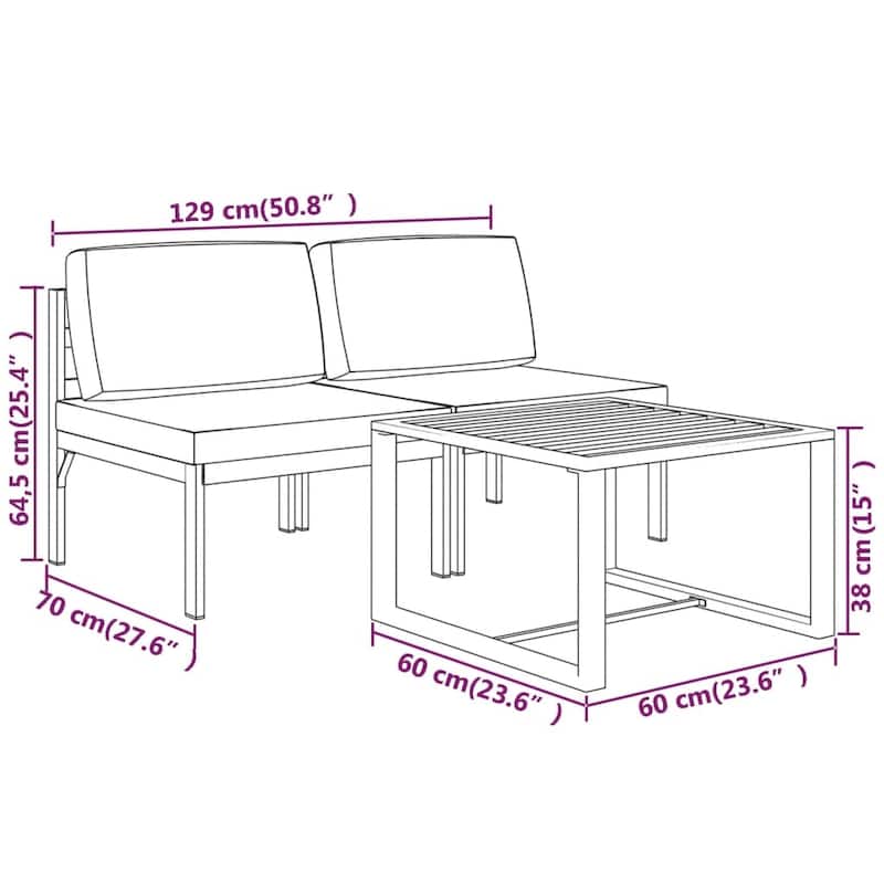 vidaXL Patio Furniture Set Outdoor Sectional Sofa Set Aluminum Anthracite