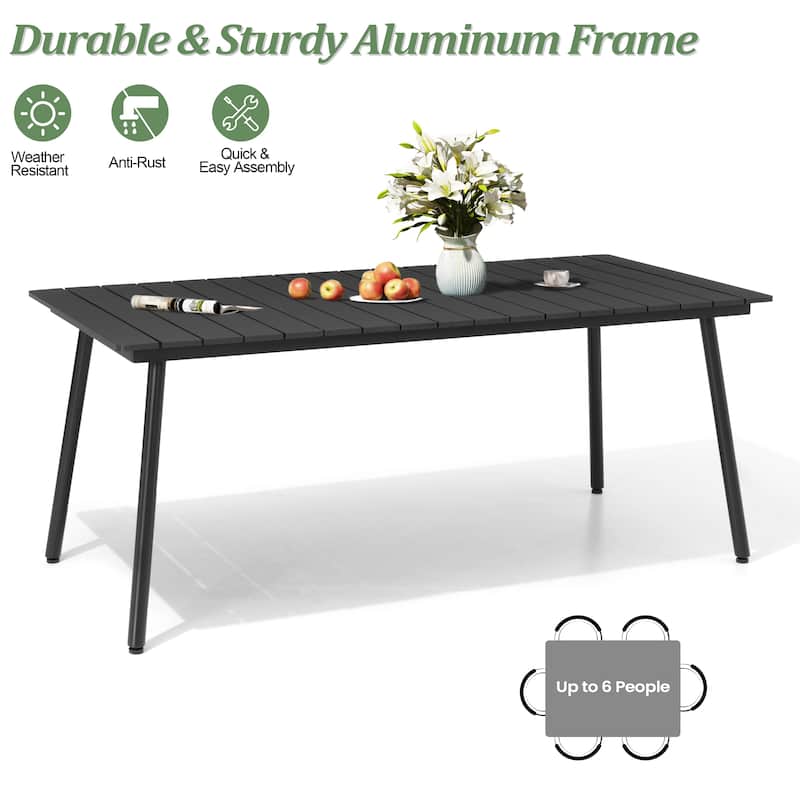 7-PC Outdoor Patio Aluminum Dining Set Table With Dining Chairs Sunbrella Seat&Back Cushions