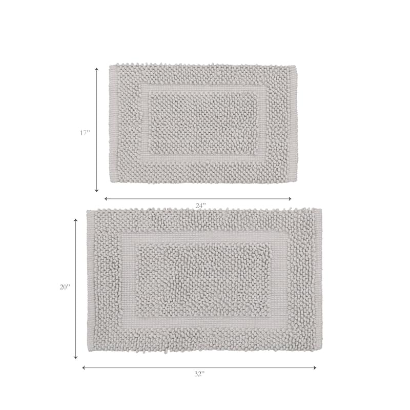 Sophie Border Ultra-plush Chenille Non-Slip Cotton Bath Mat (Set of 2)