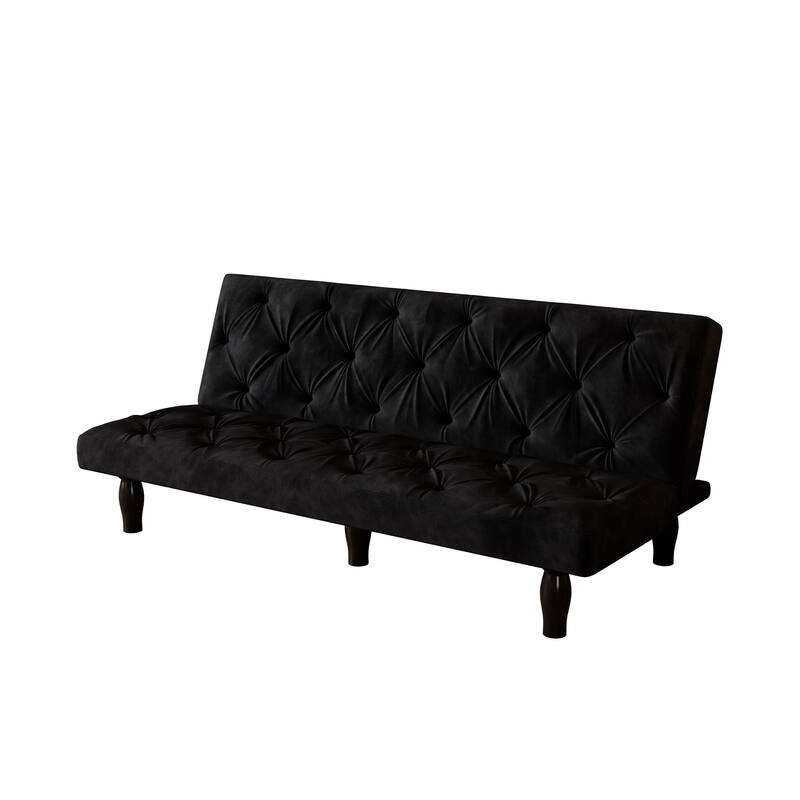 66" Black Velvet Sofa Bed Transforms Seamlessly
