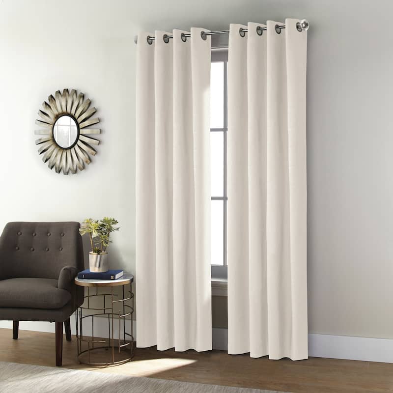 ThermaPlus Shadow Total Blackout Textured Curtain Panel - 52" x 95" - Off-White