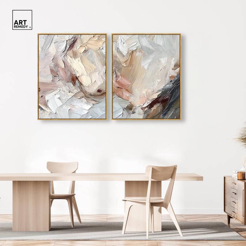 Running Horse Neutral I Canvas Set of 2 by Art Remedy