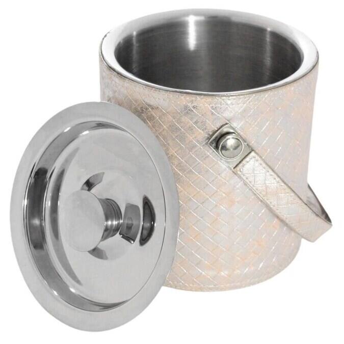 Sol Living Ice Bucket Double Wall Stainless Steel with Lid and Tongs