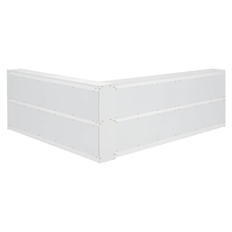 Full Size L-shaped Floor Bed with Bookcases,Sliding Doors,without Slats