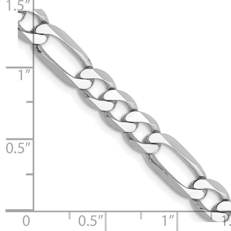 Curata 14k White Gold Solid Polished 6.0mm Flat Figaro Chain Bracelet Lobster Claw