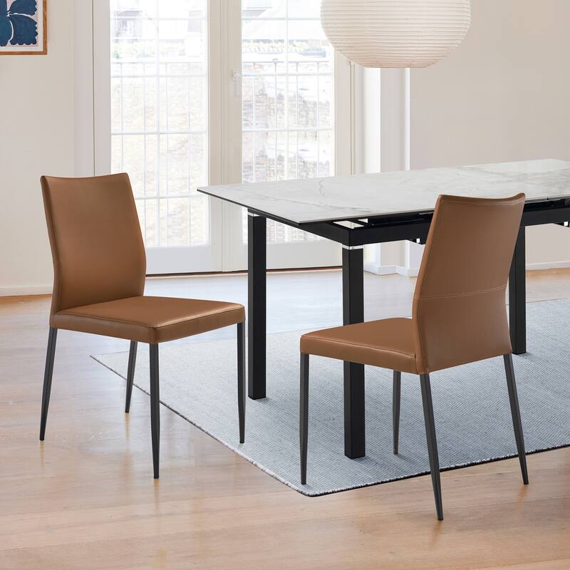 Kash Faux Leather Upholstered Parsons Dining Chairs - Set of 2 - Brown