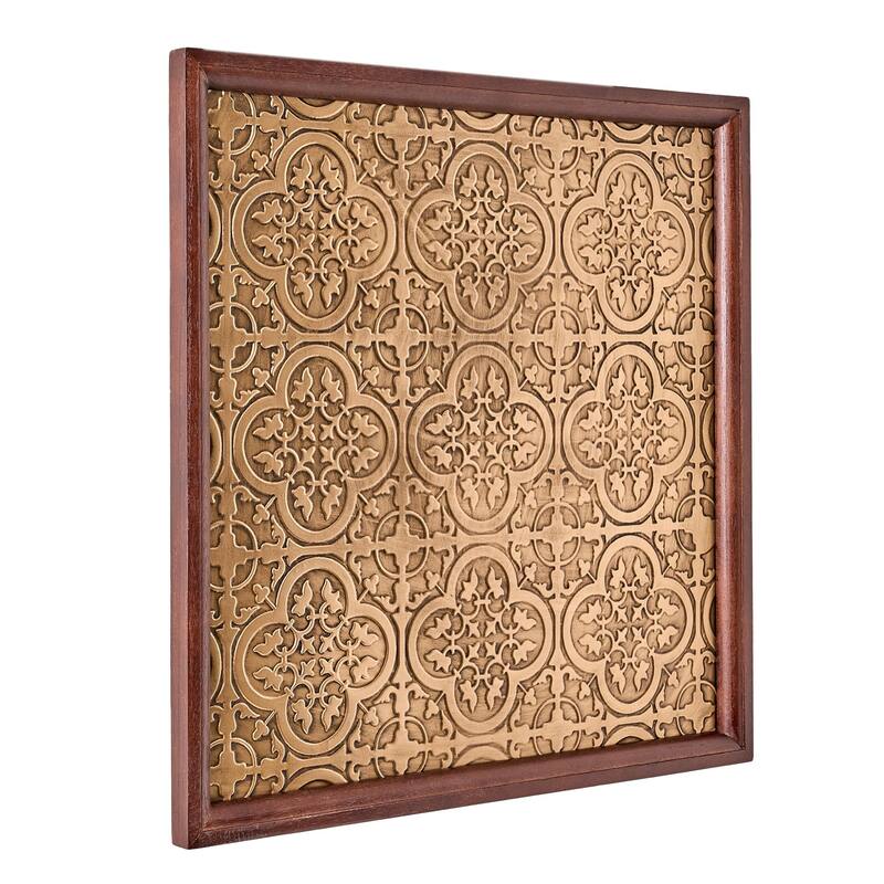 American Art Decor Embossed and Framed Gold Tile Bar Wall Decor - 24" H x 24" L x 1" D