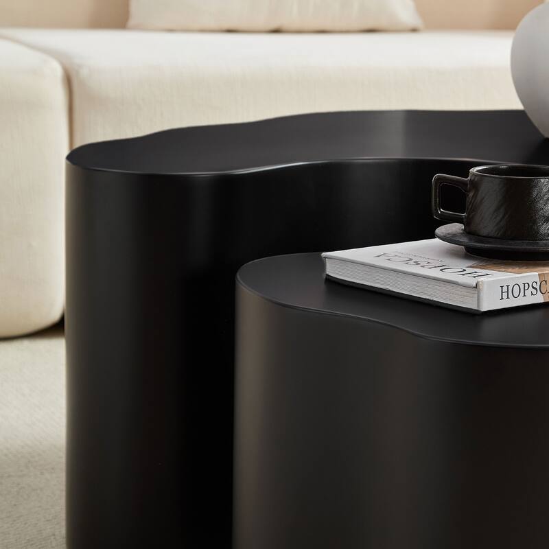 Irregular Coffee Tables Set of 2, Modern Unique Shape Accent Tables