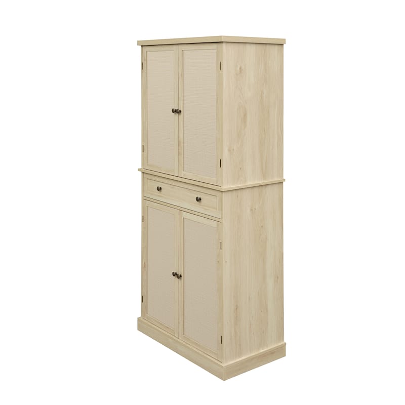 4 Door Cabinet with 1 Drawer, with 4 Adjustable Inner Shelves, Storage Cabinet
