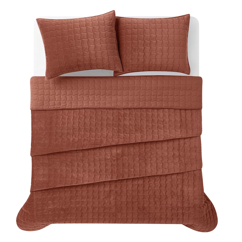 Brooklyn Loom Matte Cotton Velvet Wavy Square Quilt Set