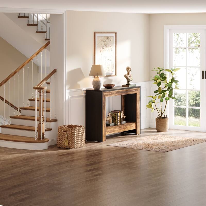 Small Industiral Wood Console Sofa Table for Entryway