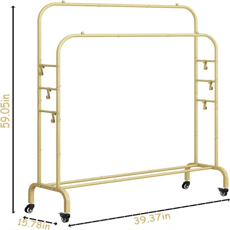 Garment Rack with Wheels Clothing Rack for Hanging Clothes - 15.78"D x 39.37"W x 59.05"H