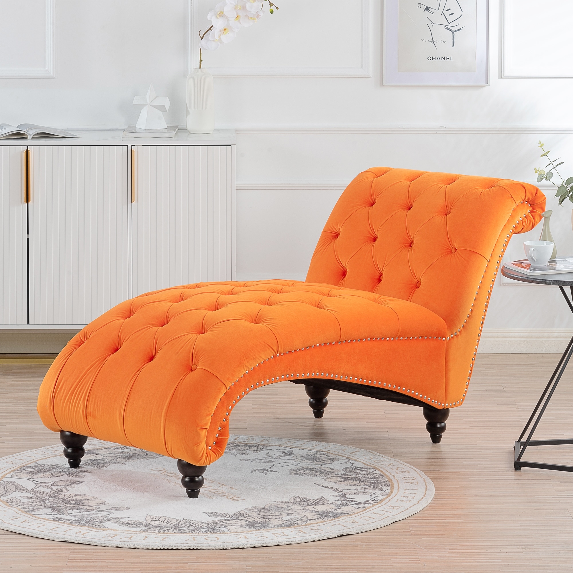 Tufted Armless Chaise Lounge Pu Leather Lounge Chair Upholstered