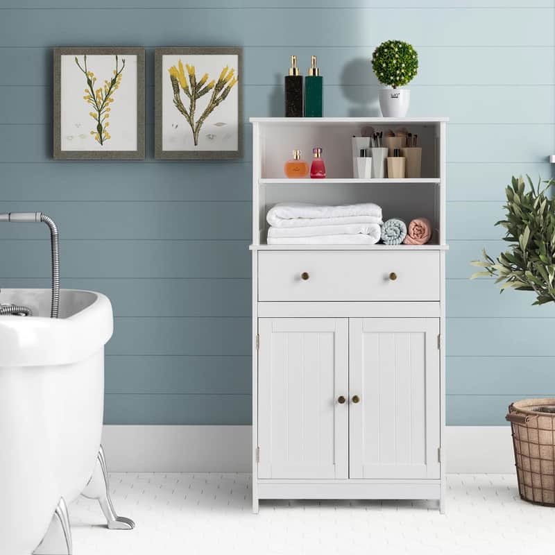 White Bathroom Cabinet - White - Wood Finish