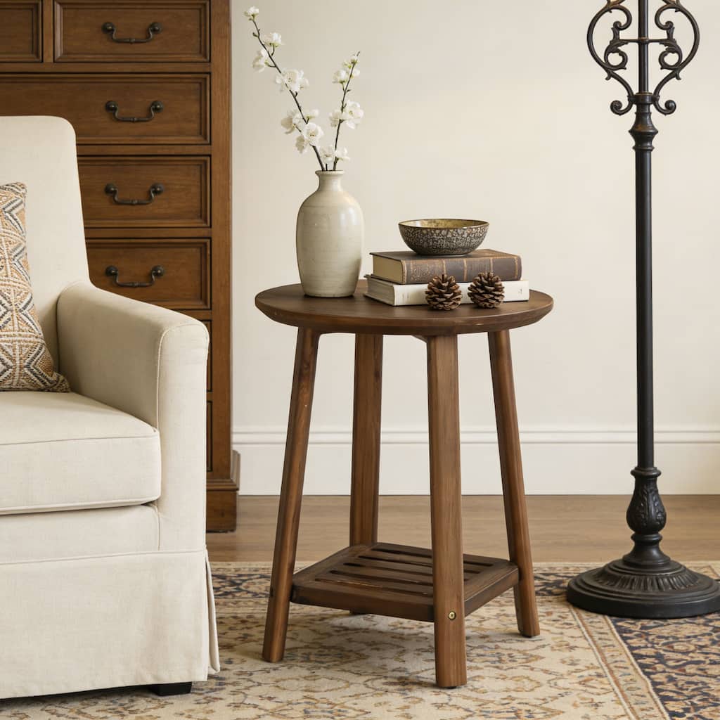 Round End Table with Storage Shelf
